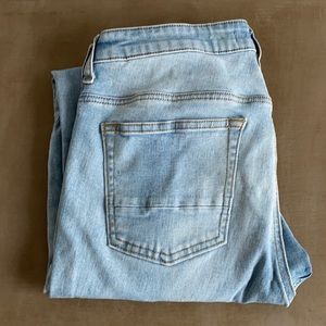 33x32 PACSUN STACKED SKINNY LIGHT BLUE JEANS